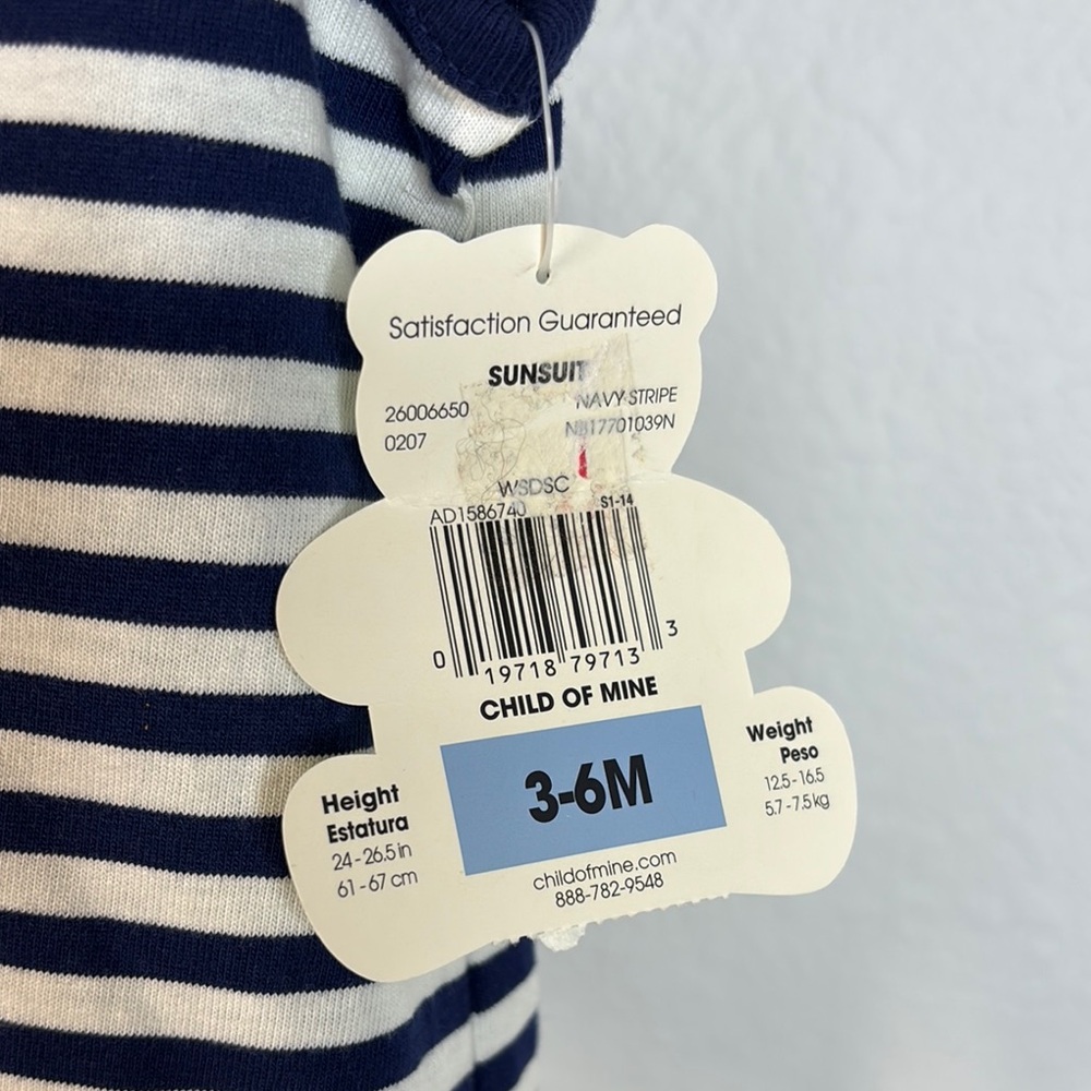 Child of Mine Navy and White Striped Sunsuit - Picture 6 of 9